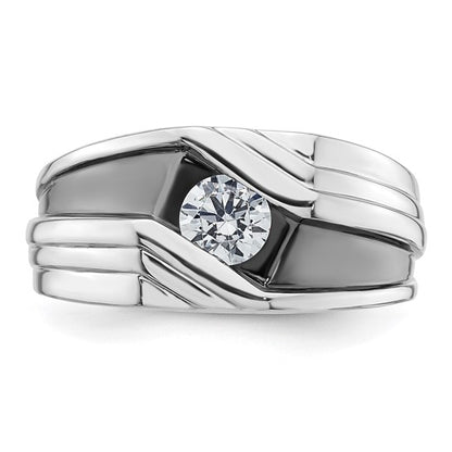 14k White Gold IBGoodman Men's with Black Rhod Satin Complete Lab Grown Diamond