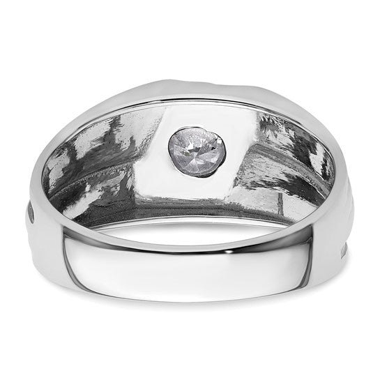 14k White Gold IBGoodman Men's with Black Rhod Satin Complete Lab Grown Diamond