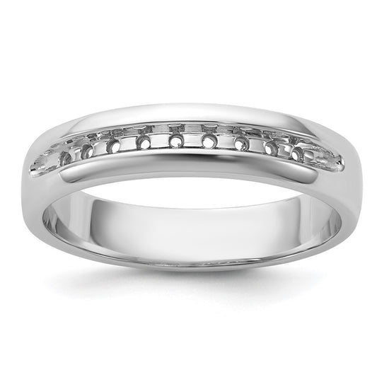 IBGoodman 14k White Gold Polished 9 Stone Men's Ring Mounting