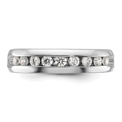 IBGoodman 14k White Gold Men's Polished 9-Stone 1/2 Carat AA Quality Diamond Ring