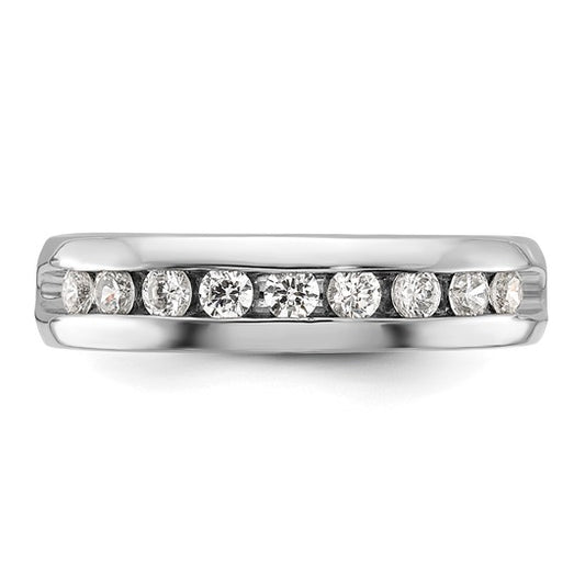 IBGoodman 14k White Gold Men's Polished 9-Stone 1/2 Carat AA Quality Diamond Ring