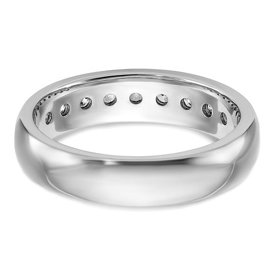 IBGoodman 14k White Gold Men's Polished 9-Stone 1/2 Carat AA Quality Diamond Ring