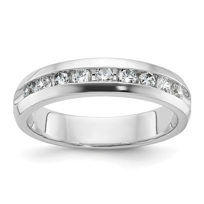 IBGoodman 14k White Gold Men's Polished 9-Stone 1/2 Carat AA Quality Diamond Ring