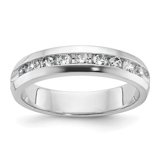 IBGoodman 14k White Gold Men's Polished 9-Stone 1/2 Carat AA Quality Diamond Ring
