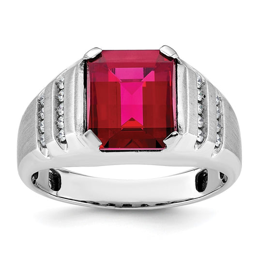 14k White Gold IBGoodman Men's Gemstone and Diamond Ring Mounting