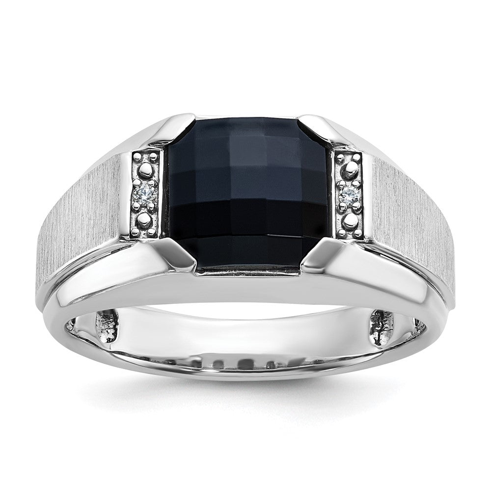 14k White Gold IBGoodman Men's Polished & Satin Gemstone Ring Mtg