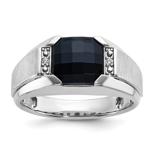 14k White Gold IBGoodman Men's Polished & Satin Gemstone Ring Mtg