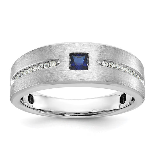 14k White Gold IBGoodman Men's Satin Cr. Sapphire Diamond Ring Mounting