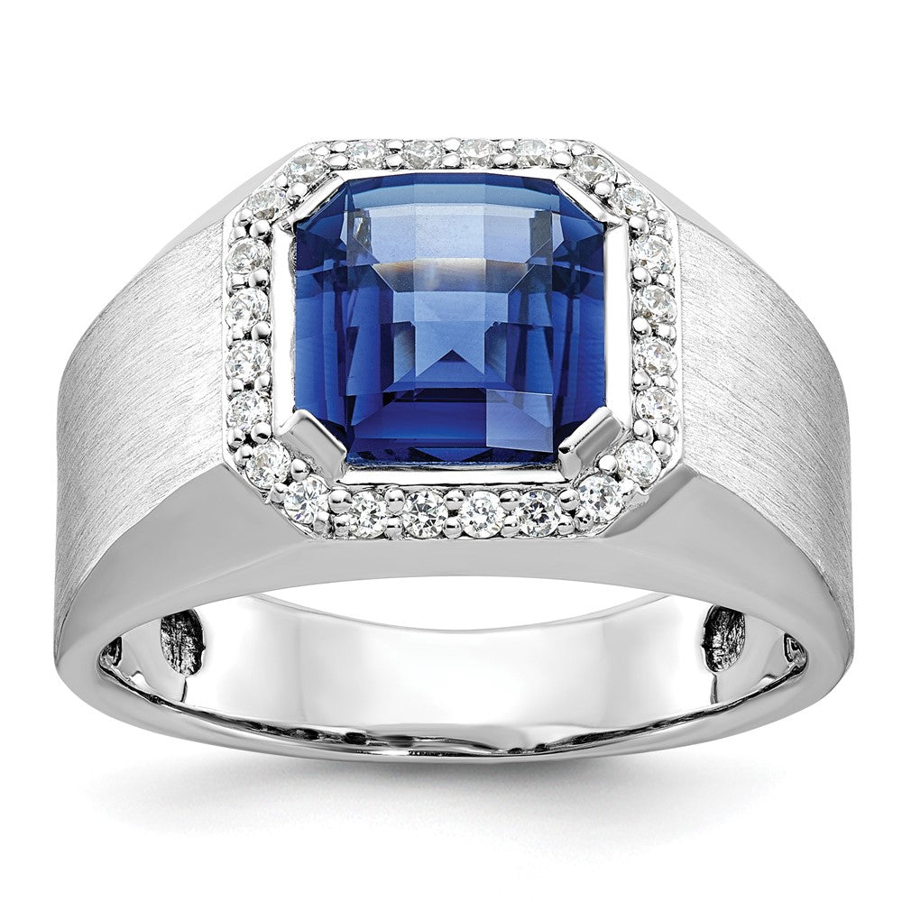 14k White Gold IBGoodman Men's Gemstone and Diamond Ring Mounting