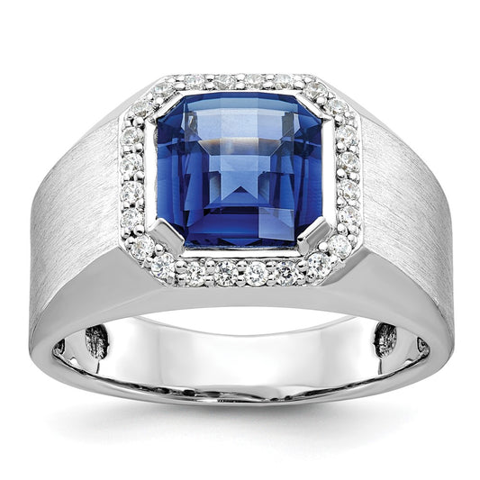 14k White Gold IBGoodman Men's Gemstone and Diamond Ring Mounting