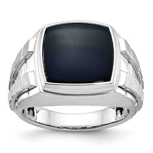 14k White Gold IBGoodman Men's Polished/Satin Onyx Ring Mounting