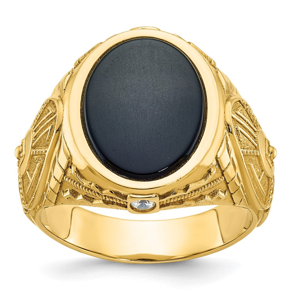14k IBGoodman Men's Onyx and Diamond Complete Ring