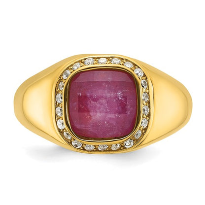 10k IBGoodman Men's Ruby Doublet Stone and Diamond Complete Ring