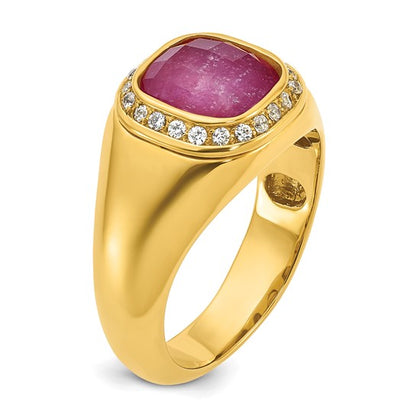 10k IBGoodman Men's Ruby Doublet Stone and Diamond Complete Ring