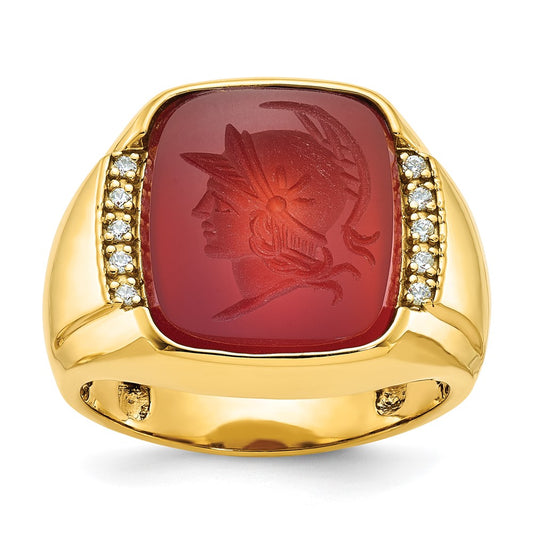 14k IBGoodman Men's Carnelian and Diamond Complete Ring