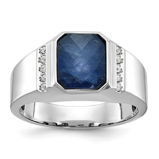 14k White Gold IBGoodman Sapphire Doublet/Diamond Complete Ring
