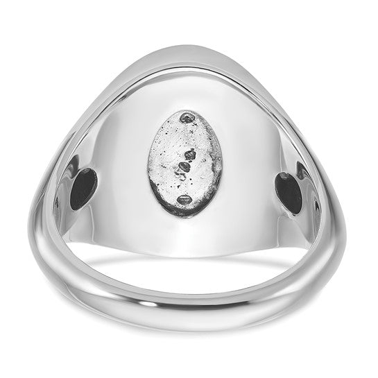 14k White Gold IBGoodman Men's Oval Ruby Doublet Stone and 1/15 carat Diamond Complete Ring