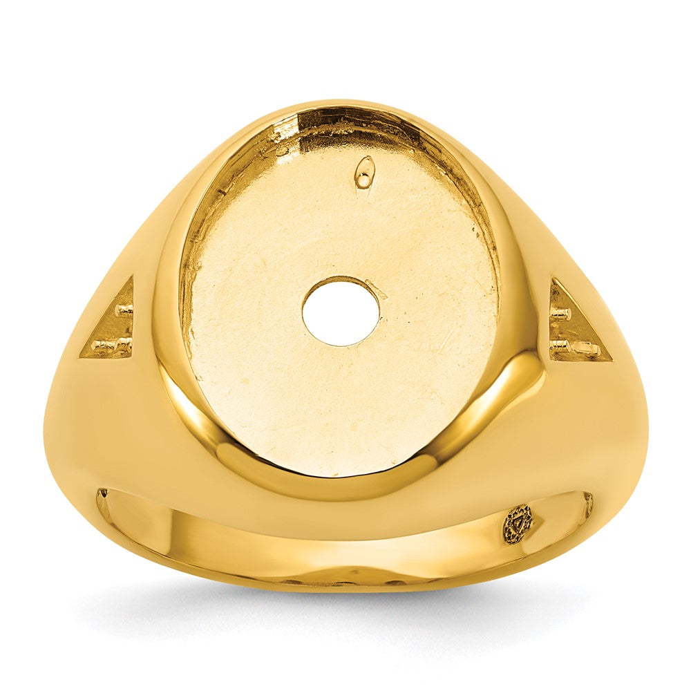 14k IBGoodman Men's Oval Gemstone and Diamond Ring Mounting