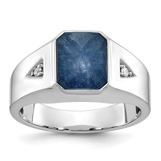 14k White Gold IBGoodman Sapphire Doublet/Diamond Complete Ring