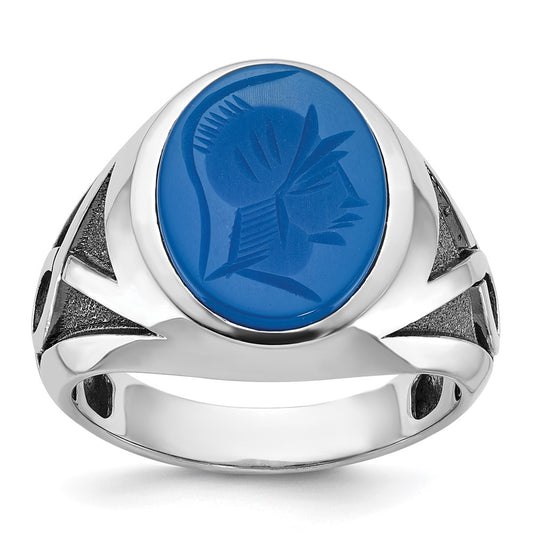 14k White Gold w/Blk Rhodium IBGoodman Blue Agate Complete Ring