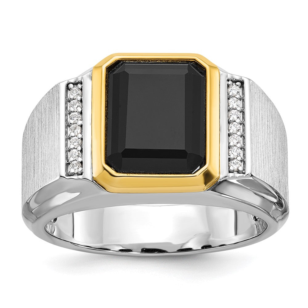 14k Two-tone IBGoodman Men's Polished and Satin Onyx Diamond Ring Mounting