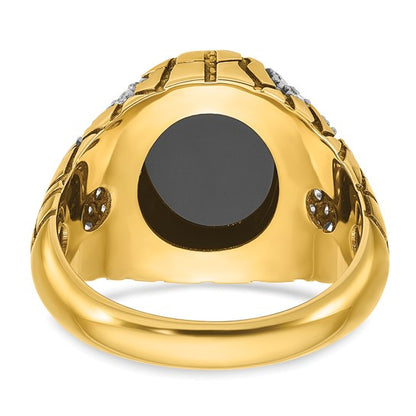 14k IBGoodman Men's Onyx and 7/8 carat Diamond Nugget Complete Ring