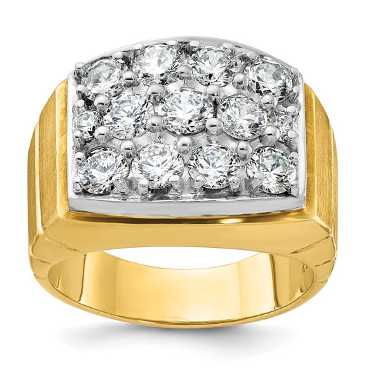 14ktt IBGoodman Men's Polished Satin & Grooved Cluster Ring Mounting