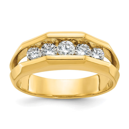 14k IBGoodman Men's Polished Cut-Out 5-Stone Diamond Ring
