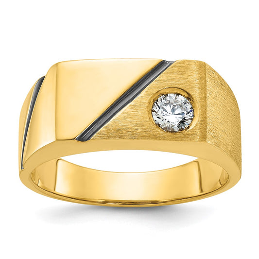 14k IBGoodman Men's Polished and Satin Diamond Ring Mounting