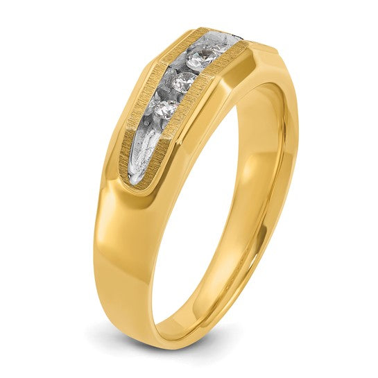 IBGoodman 14k with White Rhodium Men's Polished and Satin 5-Stone 1/4 Carat AA Quality Diamond Ring