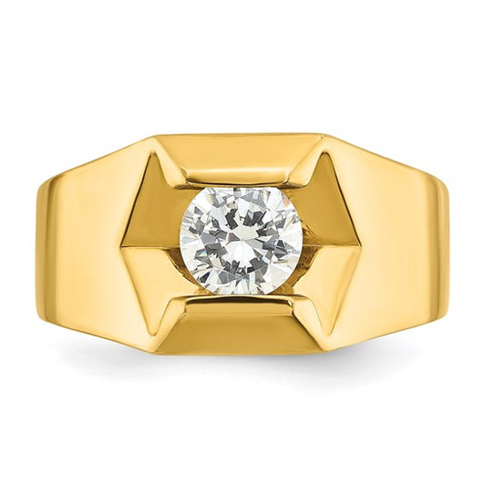 14k IBGoodman Men's Polished Complete Lab Grown Diamond Ring