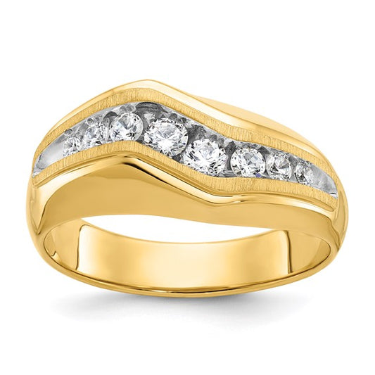 IBGoodman 14k with White Rhodium Men's Polished and Satin 1/2 Carat AA Quality Diamond Ring