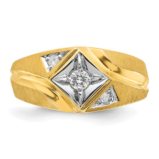 14k with White Rhodium IBGoodman Men's Satin 1/5 carat Diamond Complete Ring