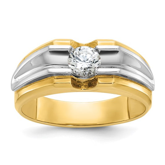 14k Two-tone IBGoodman Men's 1/2 carat Diamond Complete Ring