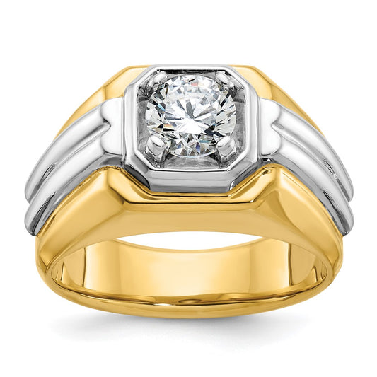 14k Two-tone IBGoodman Men's Diamond Ring Mounting for 1ct Round Stone