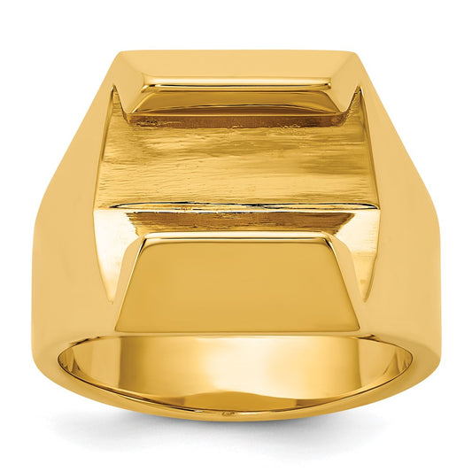14k Polished 8.3 mm Diamond Center Men's Ring Mounting