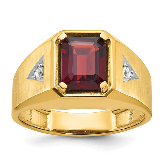 14k IBGoodman Men's Polished and Satin Gemstone and Diamond Ring Mounting