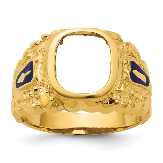 14k IBGoodman Men's Nugget Texture Blue Lodge Masonic Ring Mounting