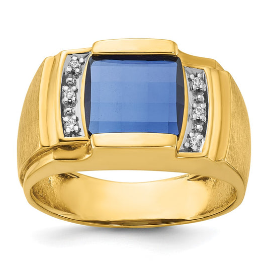 14k IBGoodman Men's Cr. Sapphire and Diamond Complete Ring