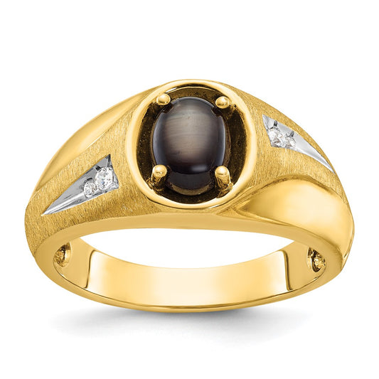 14k IBGoodman Men's Satin Gemstone and Diamond Ring Mounting