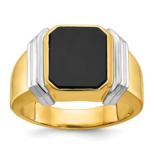 14k Two-tone IBGoodman Men's Onyx Complete Ring