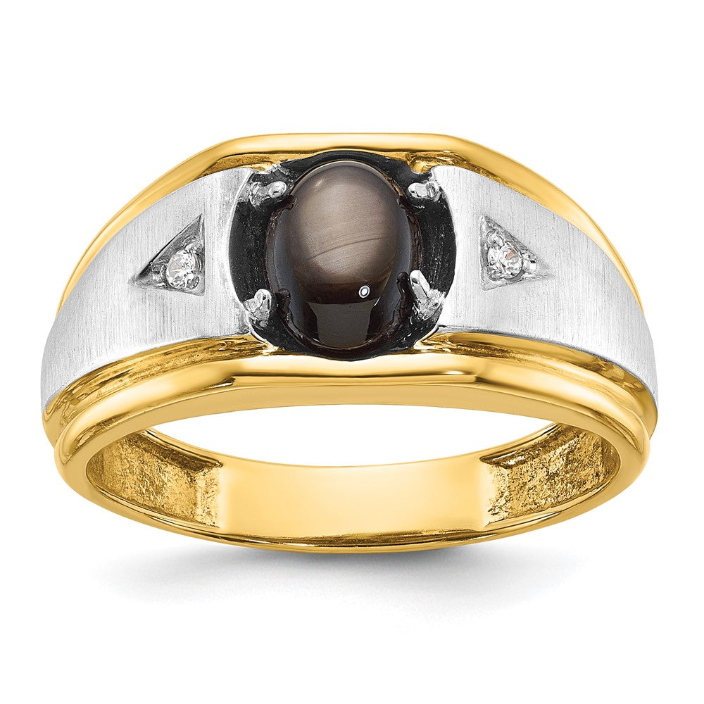 14ktt IBGoodman Men's Polished & Satin Gemstone & Dia Ring Mtg