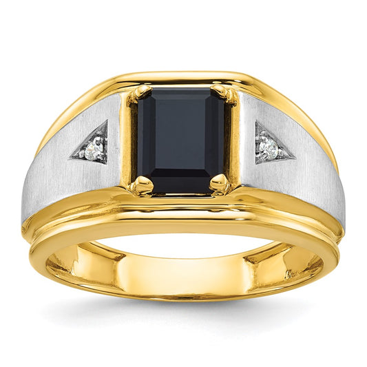 14k Two-tone IBGoodman Men's Satin Onyx and Diamond Ring Mounting