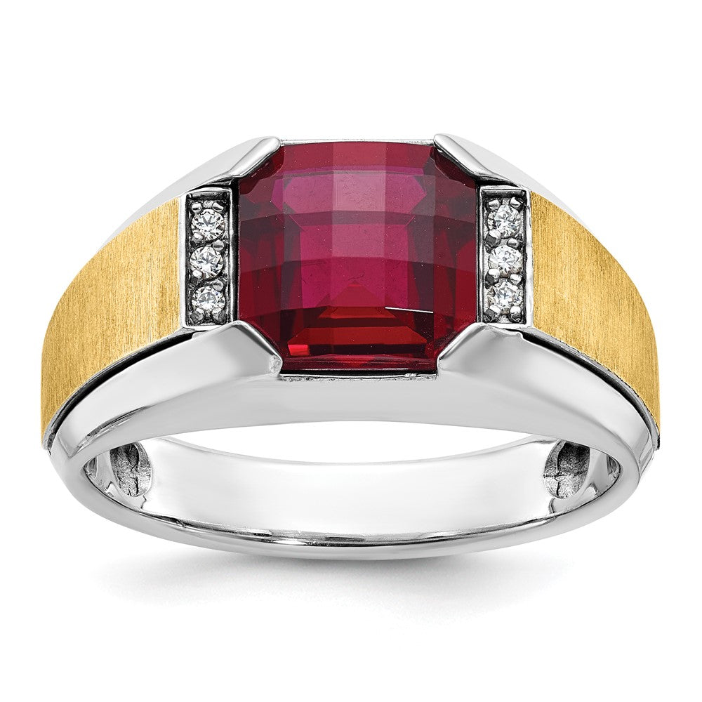 14k Two-tone IBGoodman Men's Polished and Satin Ring Mounting