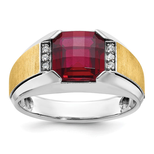 14k Two-tone IBGoodman Men's Polished and Satin Ring Mounting