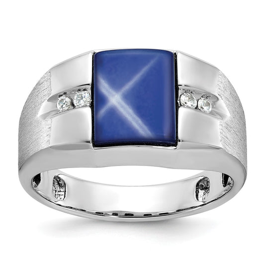 14k White Gold IBGoodman Men's Gemstone and Diamond Satin Ring Mounting