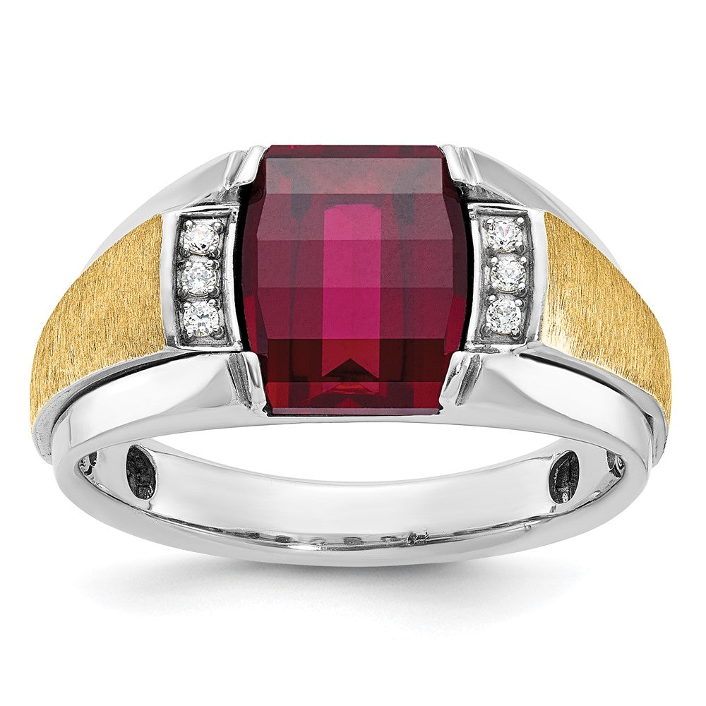 14k Two-tone IBGoodman Men's Satin Gemstone/Diamond Ring Mounting