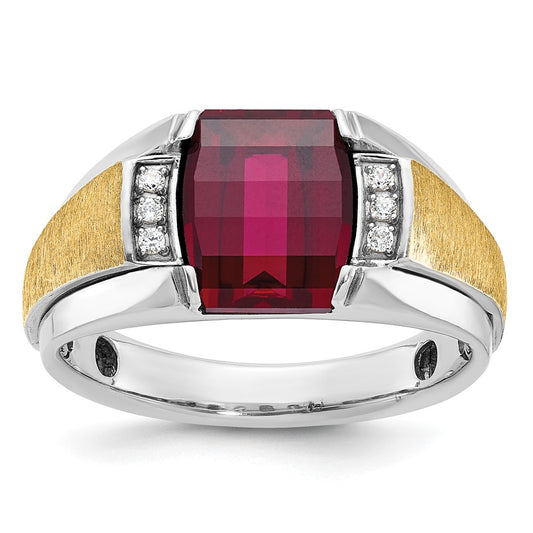 14k Two-tone IBGoodman Men's Satin Gemstone/Diamond Ring Mounting