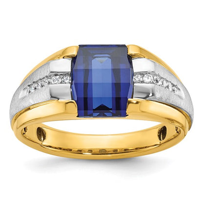 10k Two-tone IBGoodman Men's Cr. Sapphire and Diamond Complete Ring