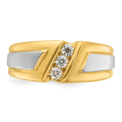 IBGoodman 10k Two-tone Men's Polished and Satin 3-Stone 1/4 Carat A Quality Diamond Ring